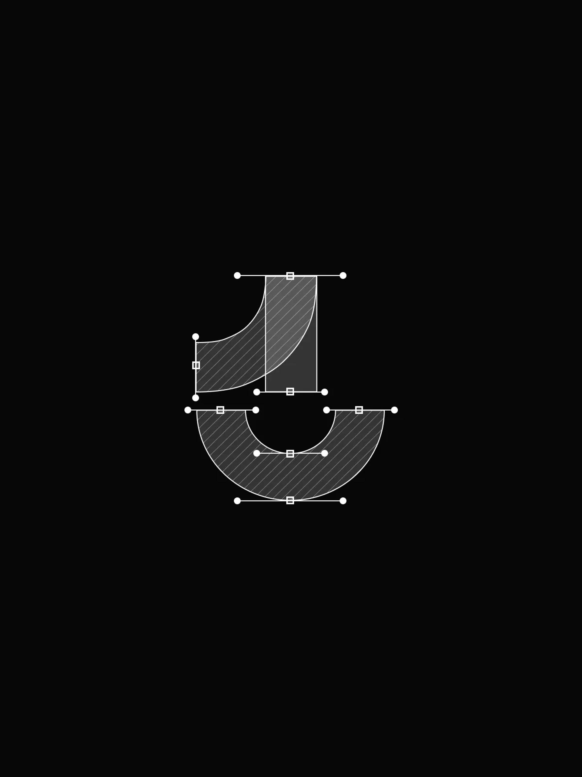 Logo construction grid with primary mark, monogram and wordmark variants