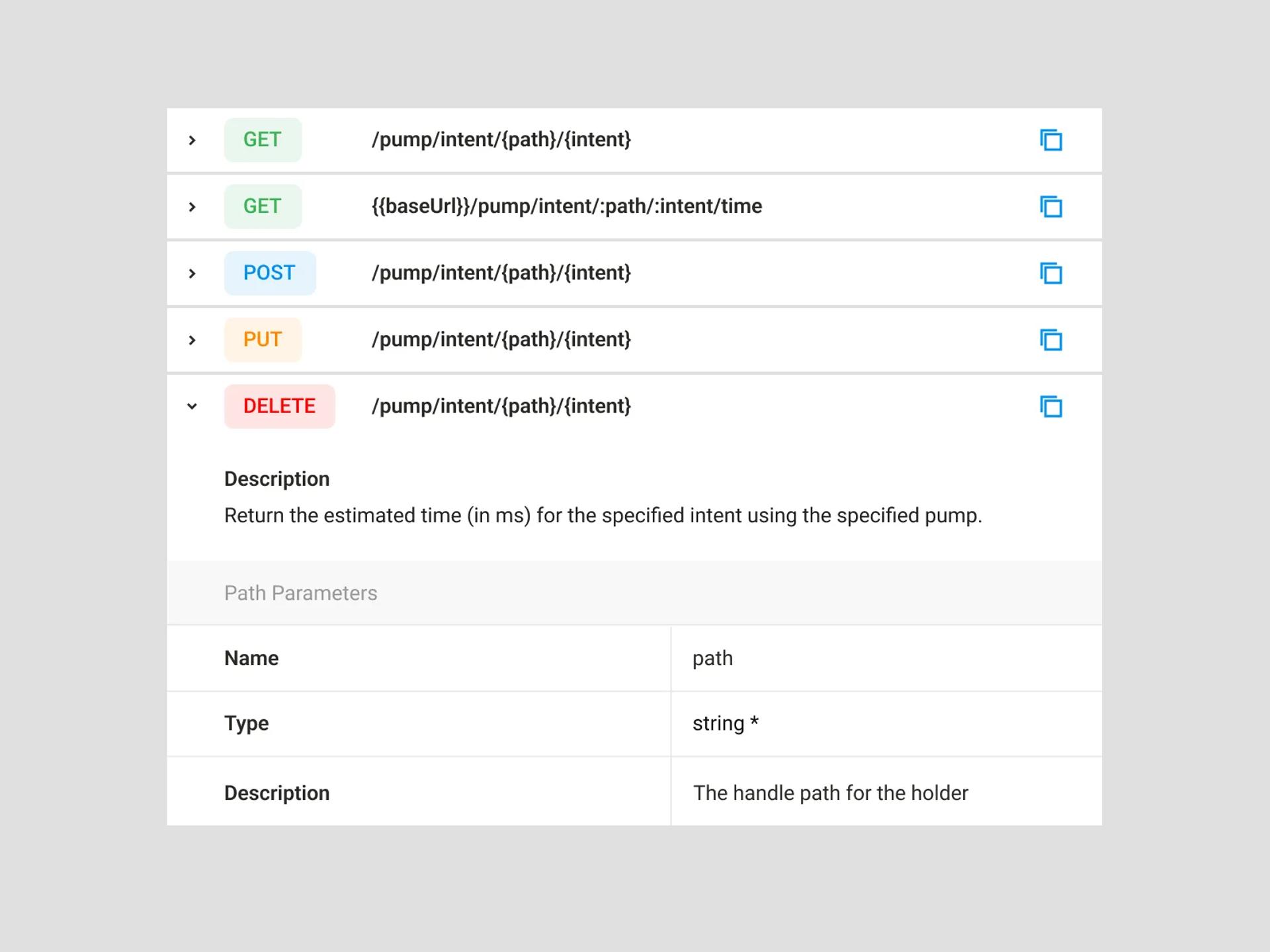 Pump and intent endpoints documented alongside the studio interface