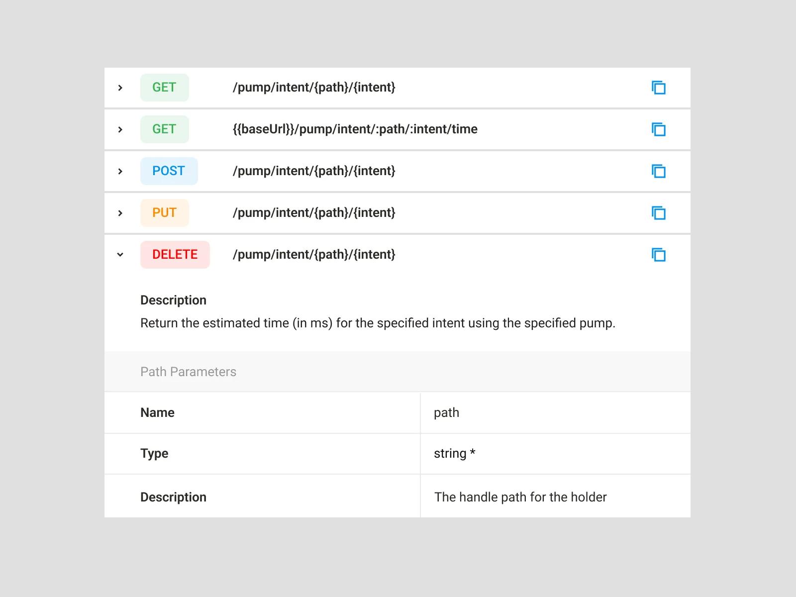 Pump and intent endpoints documented alongside the studio interface