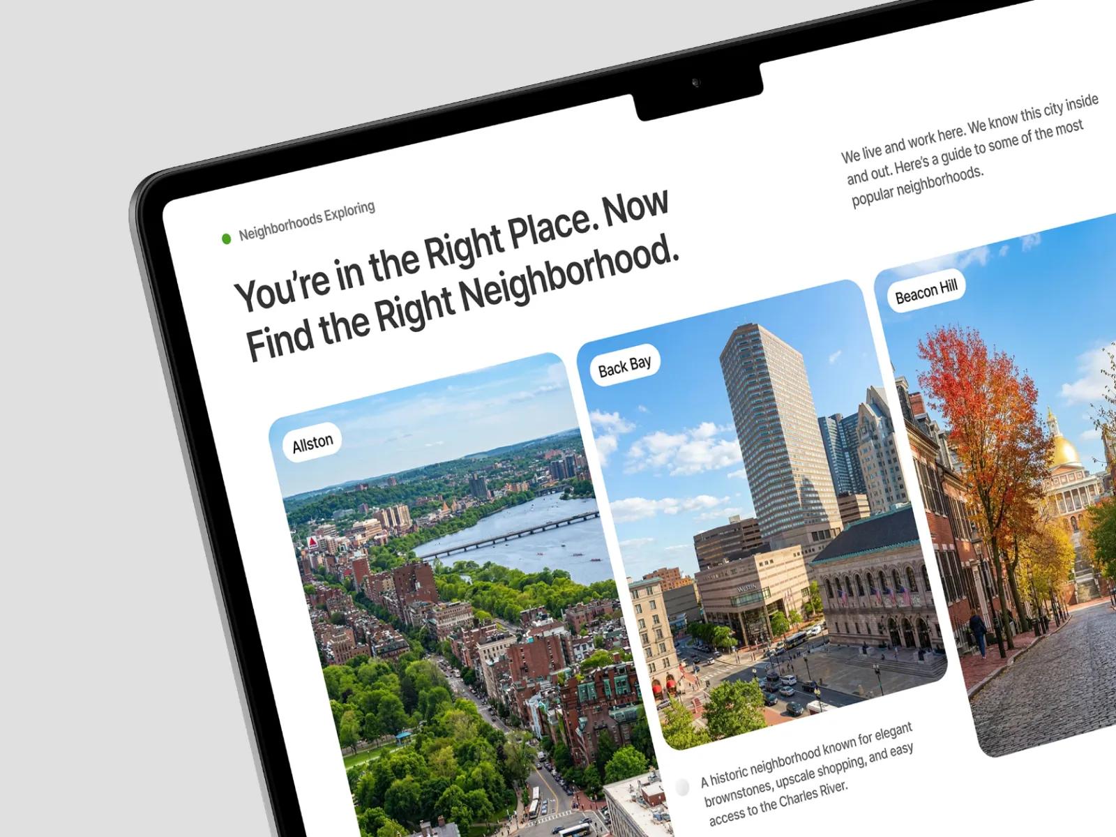 Neighbourhood-first information architecture guiding renters before they enquire