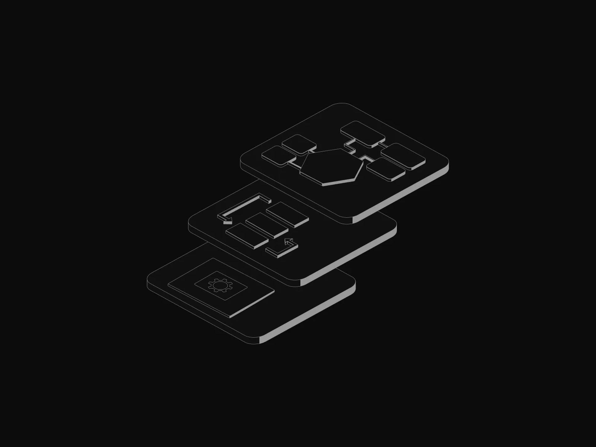 The layered make-up of a device image rendered as one diagram
