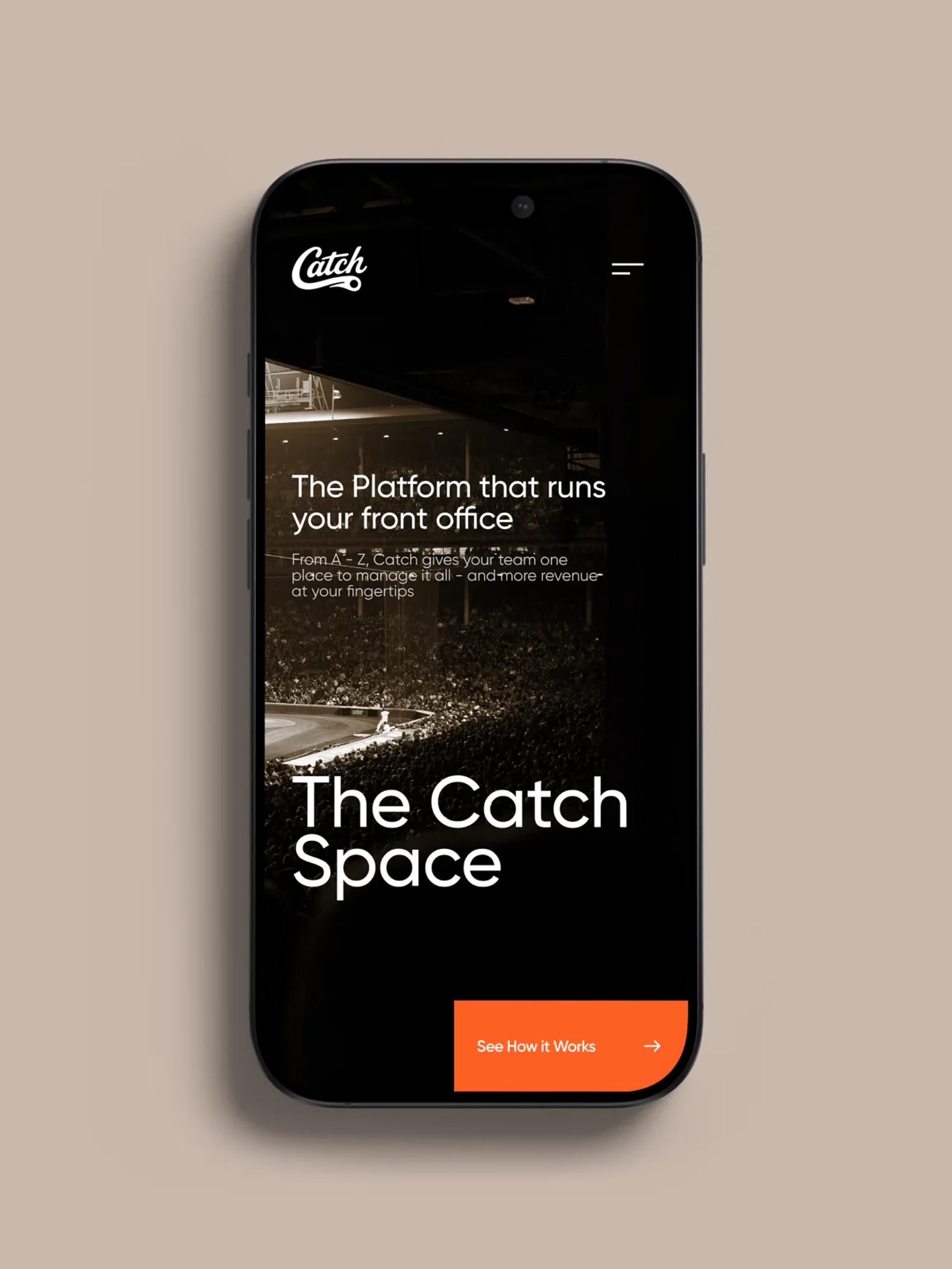 Catch marketing site with a forward-looking visual language