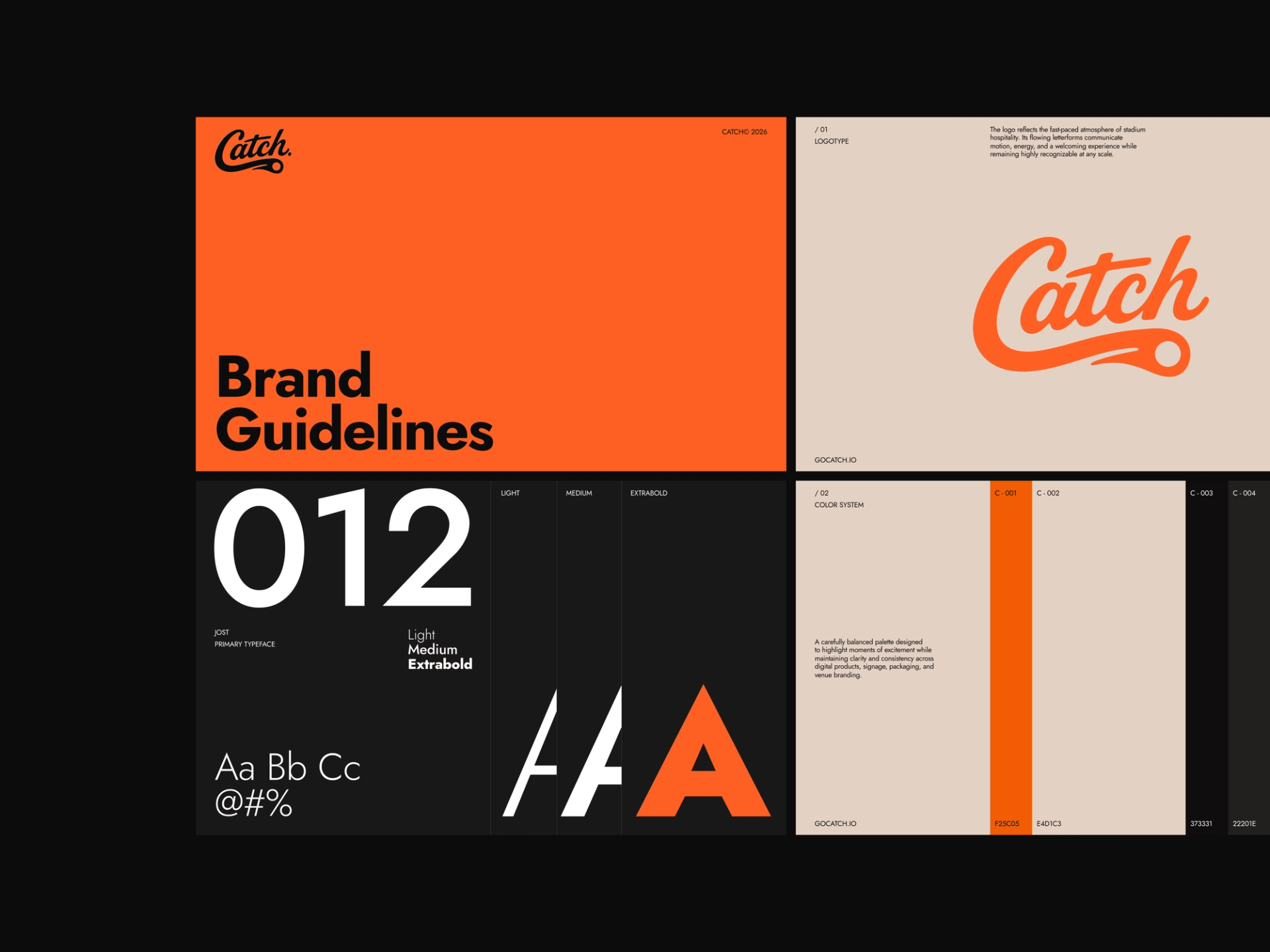 Catch brand and product system applied across surfaces