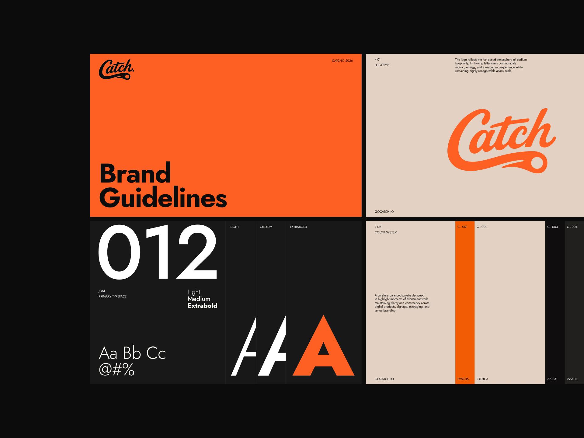 Catch brand and product system applied across surfaces