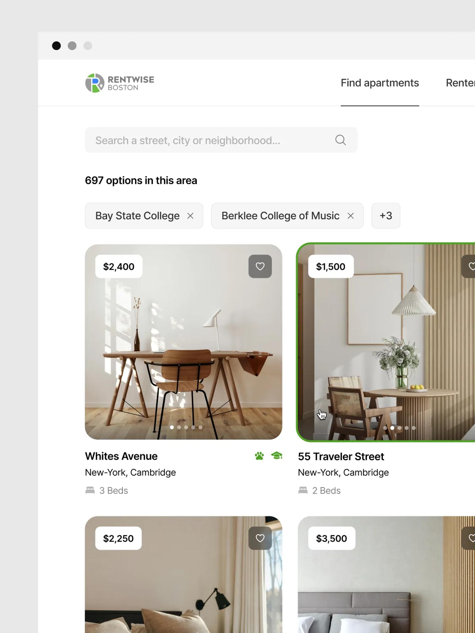Building-level search results with transparent availability and condition