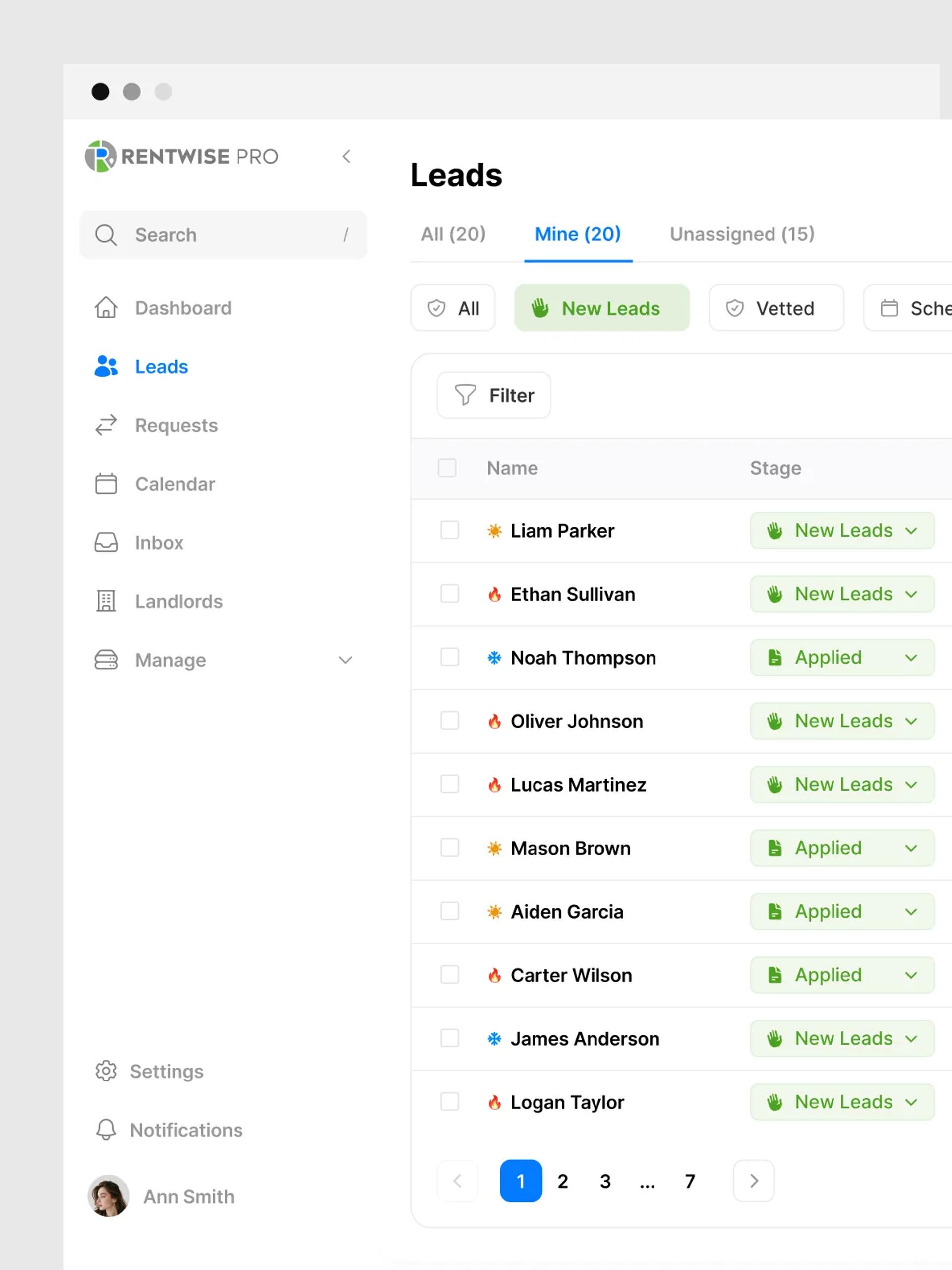 Incoming leads triaged and routed to an assigned agent
