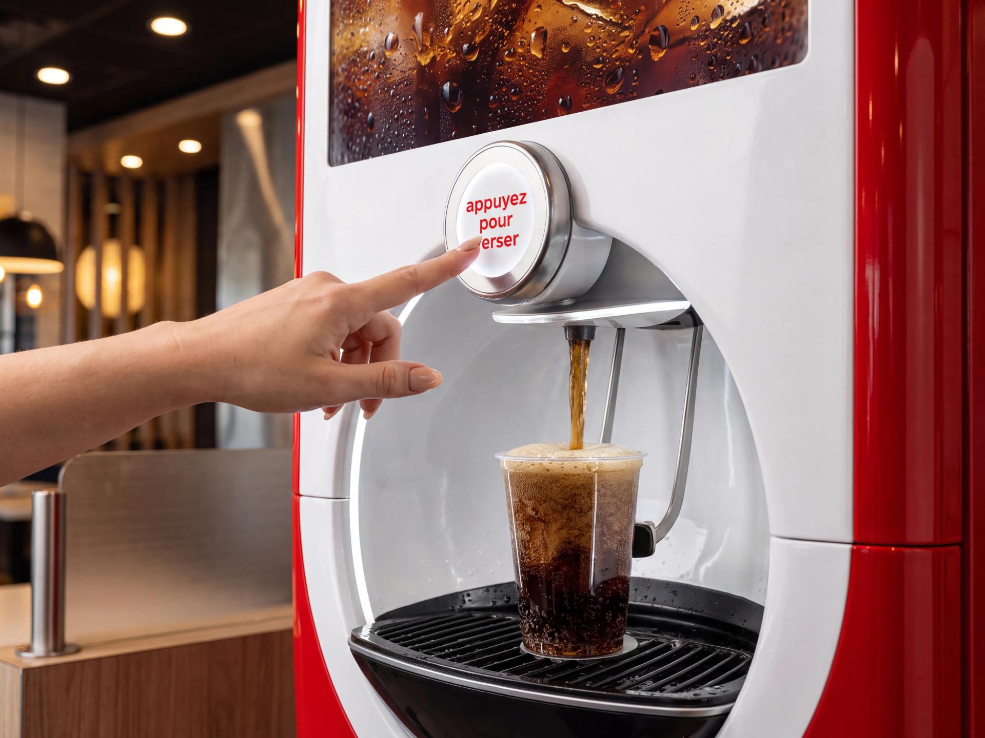 The on-machine interface designed for a shared fountain in a busy venue